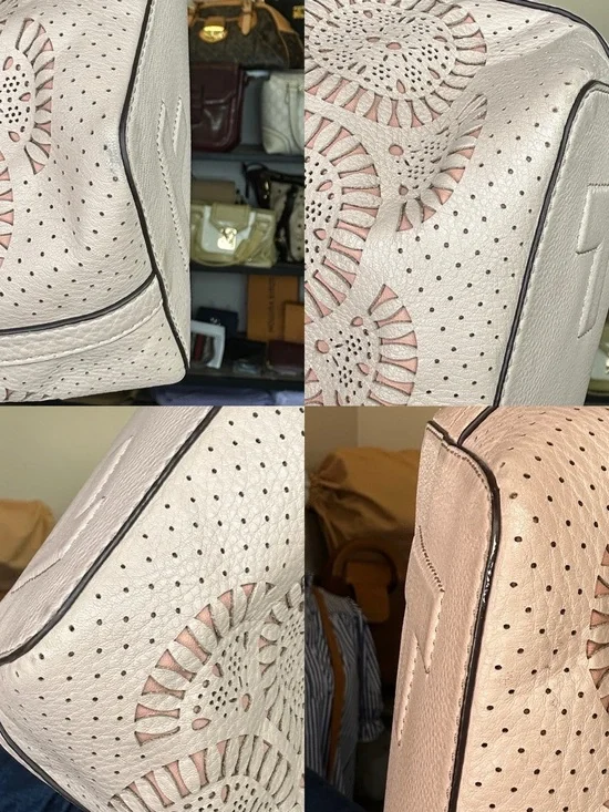 Tory Burch Perforated Leather Tote + Matching Wallet Set Blush Pink 2016 Bundle - Picture 7 of 14